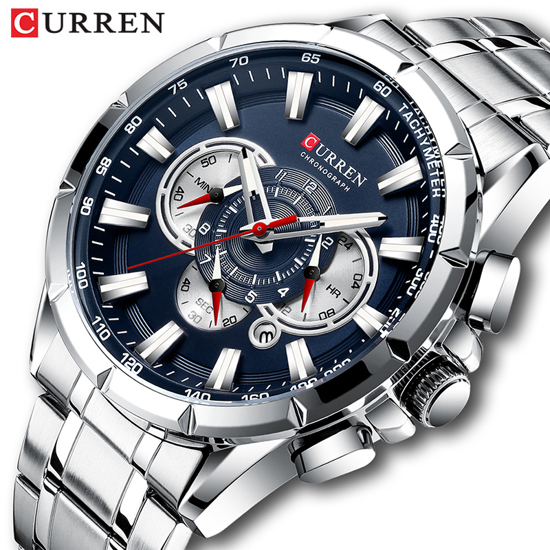 Luxury Watch Mockup - CURREN montre-bracelet hommes étanche chronographe militaire