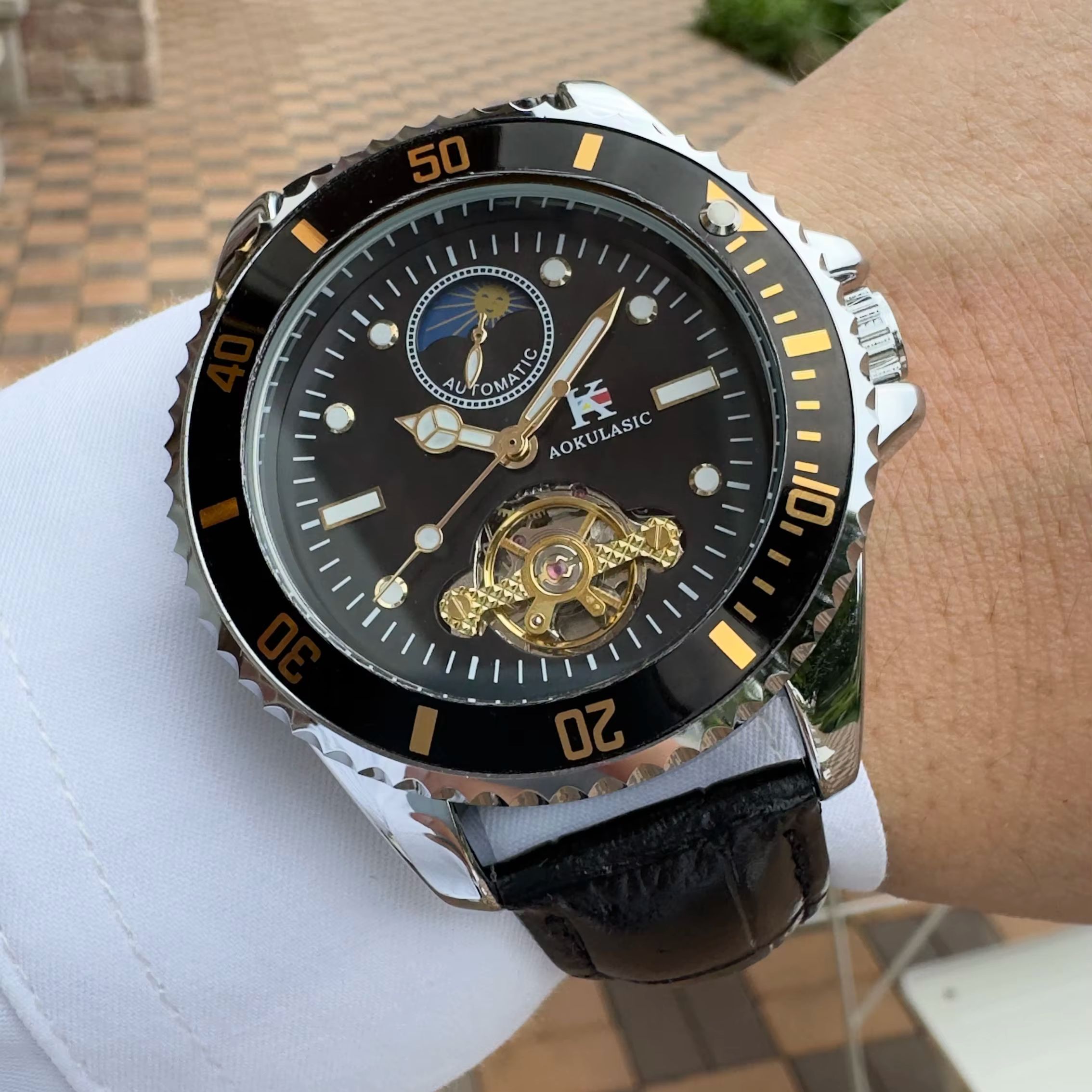 Tourbillon Movement Watch - Montre mécanique AOKULASIC Fashion Tourbillon pour