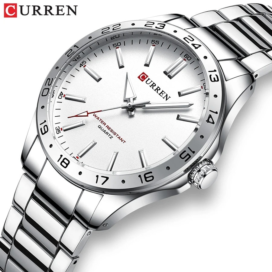 Luxury Watch Apple - Montre-bracelet pour homme CURREN 8452, argentée,
