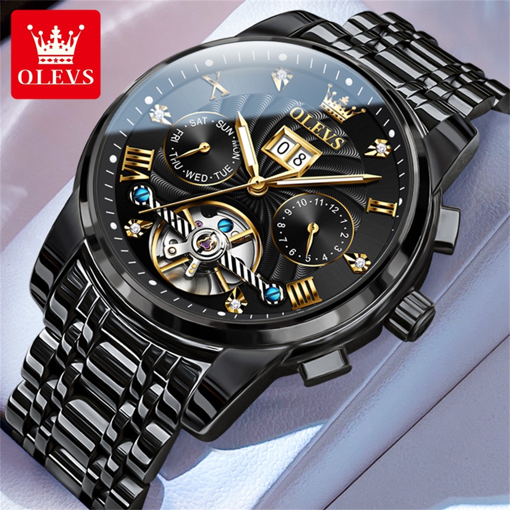 Tourbillon Movement Watch - OLEVS classique hommes montres Tourbillon multi-fonction