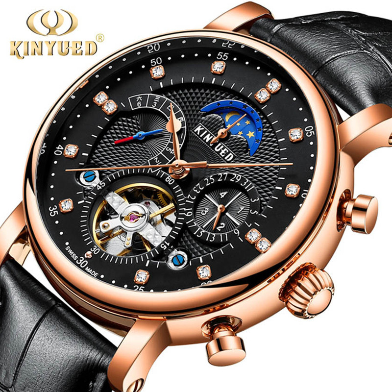 Tourbillon Movement Watch - Marque de luxe KINYUED automatique mécanique