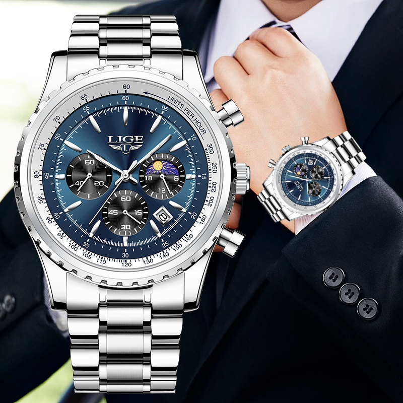 LIGE-Montre à quartz en acier  - Luxury Watch Mockup avis et prix