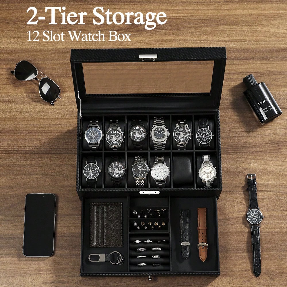 Boîte à montres en cuir à 12 c - Luxury Watch Tier avis et prix