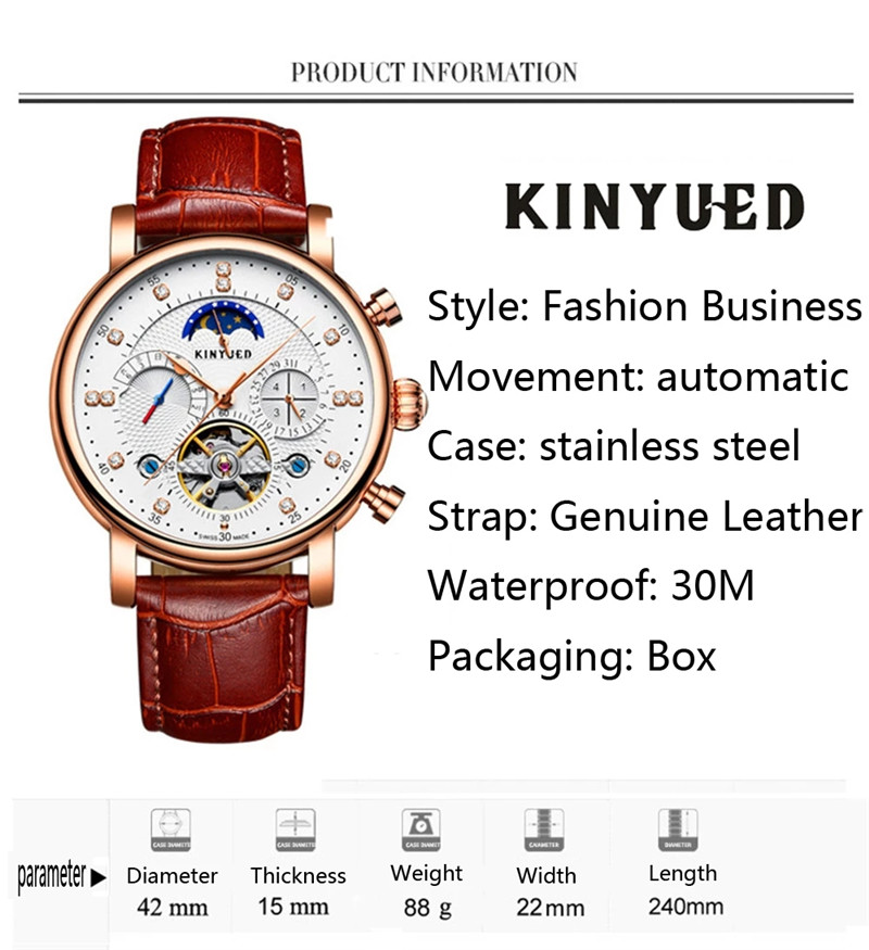 Marque de luxe KINYUED automat - Tourbillon Movement Watch avis et prix