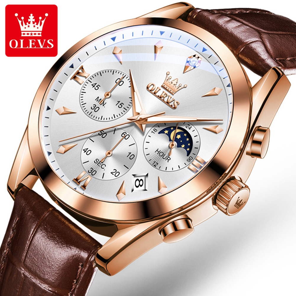 OLEVS-Montre à Quartz en Cuir  - Luxury Watch Holder For Men avis et prix