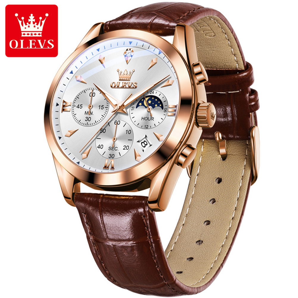 OLEVS-Montre à Quartz en Cuir  - Luxury Watch Holder For Men avis et prix