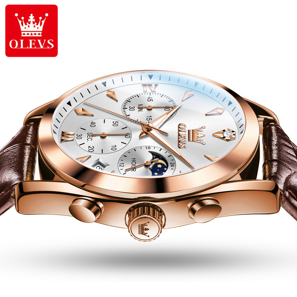 OLEVS-Montre à Quartz en Cuir  - Luxury Watch Holder For Men avis et prix